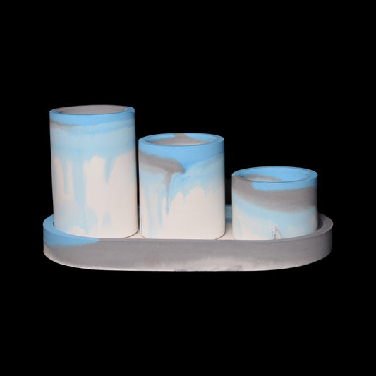 AQUARIUS - Tray with 3 Tealight Holders
