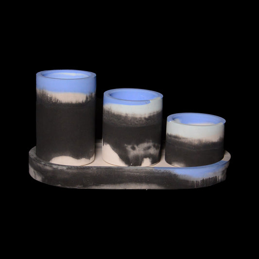 AQUARIUS - Tray with 3 Tealight Holders