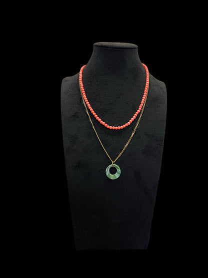 Necklace with Coral Bamboo Βeads